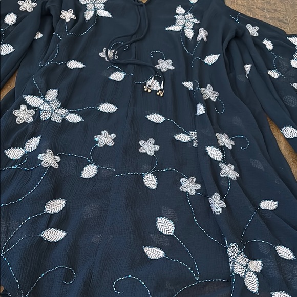 Intimately Free People Black Sheer Dress with Pink Floral Embroidery - Picture 13 of 15